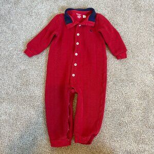 Ralph Lauren Baby One-Piece Coverall Collar Red Size 18 months Preppy Luxury
